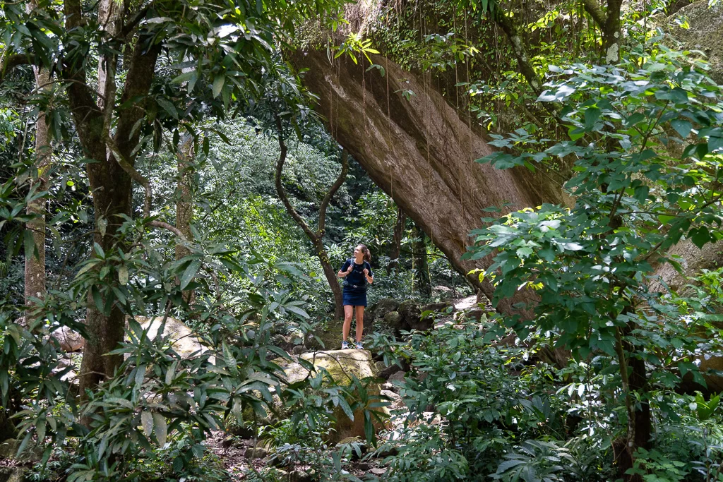 Jasmine in the jungle hiking La India Dormida trail in El Valle de Antón
