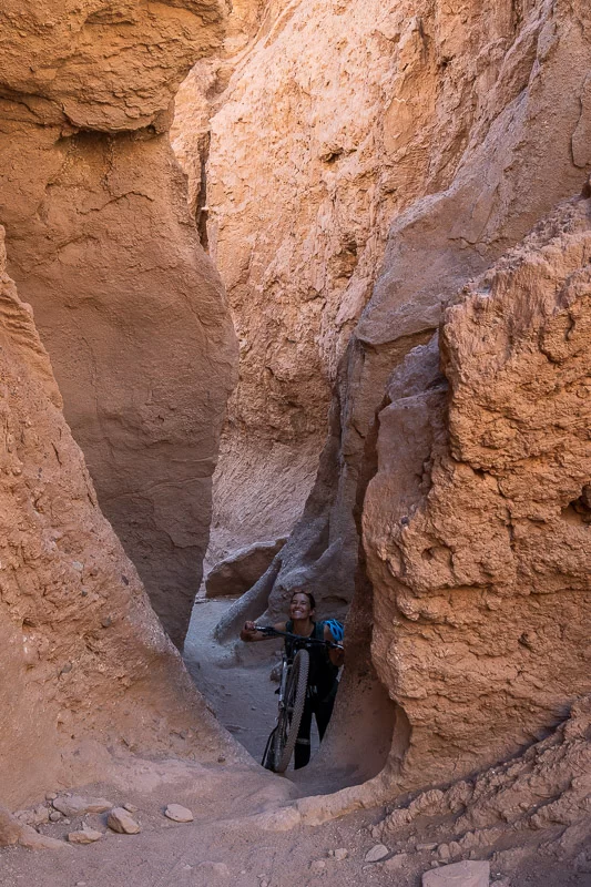 Cycling up a ledge in Garganta del Diablo