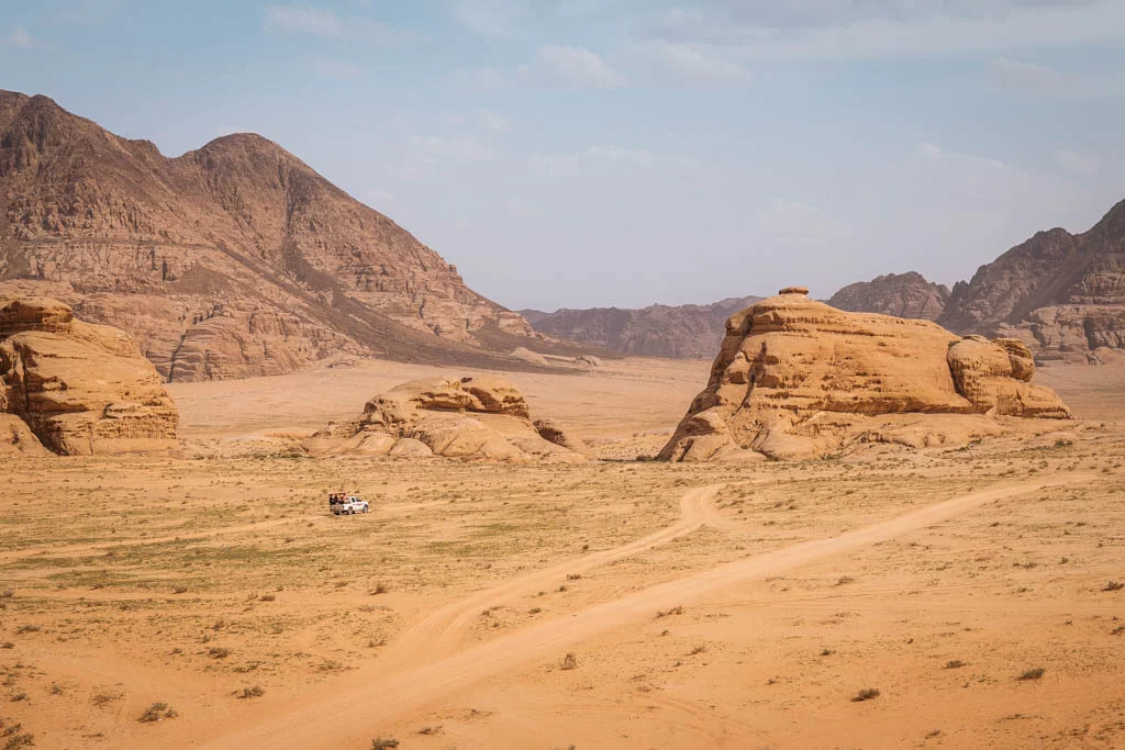 A jeep in the Wadi Rum desert
