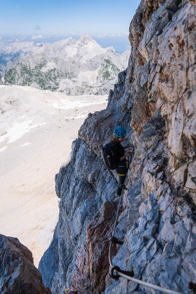Jasmine climbs the Triglav